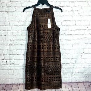 NWT WHBM Chocolate Shimmer Foil Dress Size 6